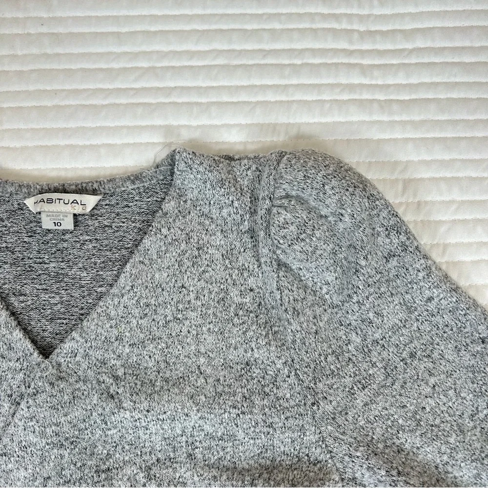 Habitual Girls 2pc Sweater Knit Matching Pant Set Wide Leg Gray SZ 10